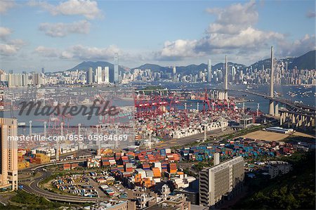 Overlooking Victoria Harbour and cargo terminal, Kwai Chung, Hong Kong