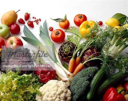 Selection of fresh fruit and vegetables