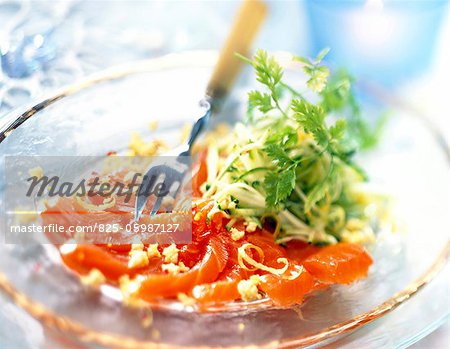 Raw salmon salad