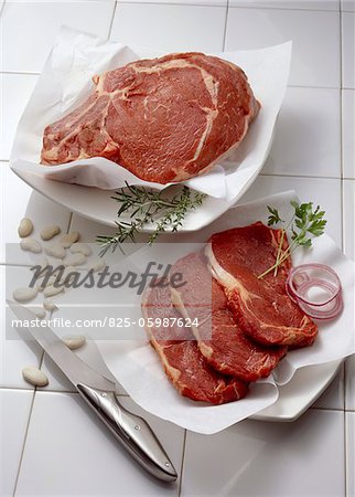 raw beef sirloin and rib of beef