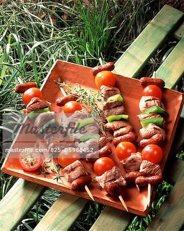 Brochettes de boeuf et de la Turquie