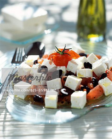 Feta, tomato jam, olive and olive oil salad