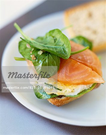 Geräucherter Lachs und Mozzarella auf Bagnat Brot