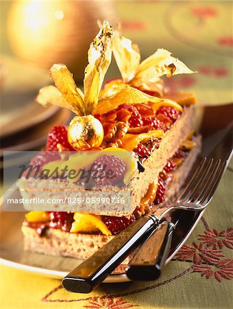 raspberry and mango layered dessert