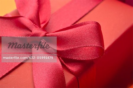 Festively wrapped gift, close-up