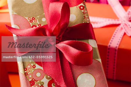 Festively wrapped gifts