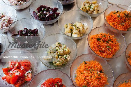 Variety of vegetable salads