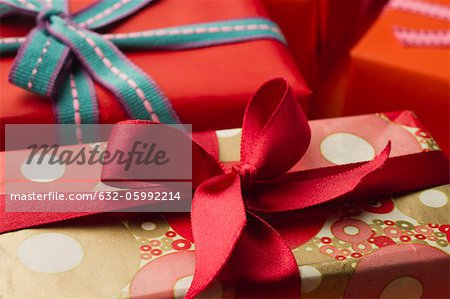 Festively wrapped gifts