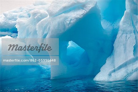 A sculptured blue iceberg off Joinville Island just to the north of the main Antarctic Peninsula.