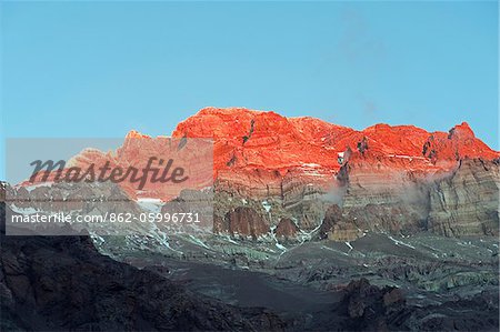 Südamerika, Argentinien, den Anden, Sonnenuntergang am Aconcagua 6962m, einer der Seven Summits