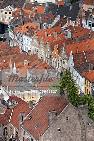 Vue aérienne de Bruges, Bruges, Flandre, Belgique, patrimoine mondial UNESCO