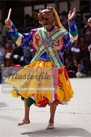 A masked dancer at the Tamshingphala Choepa festival in Bumthang.