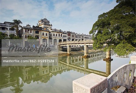 Koloniale Architektur entlang der Flussufer, Chikanzhen, Guangdong, Guangdong, China