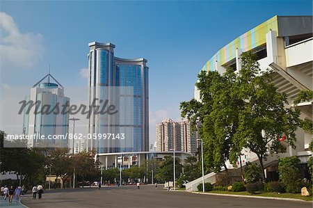 Tianhe stadium and skyscrapers,Tianhe, Guangzhou, Guangdong Province, China