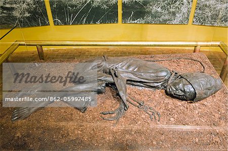 Europe, Scandinavia, Denmark, Jutland, Silkeborg, preserved body of the Tollund Man, hung to death in 300 BC, Silkeborg Museum