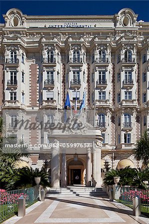 Cannes, Provence-Alpes-Cote d'Azur, France. View of the main entrance to the InterContinental Carlton Hotel