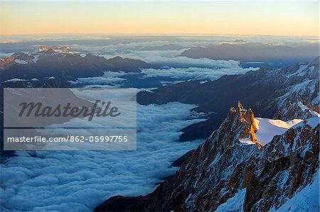 Europe, France, The Alps, Chamonix, Mont Blanc, Aiguille du Midi cable car station