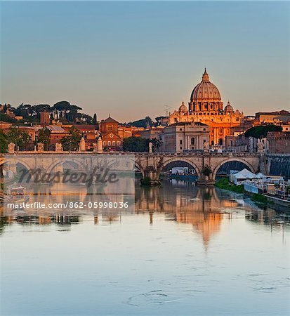 San Peter's Basilica and Tiber River, Lazio, Italy