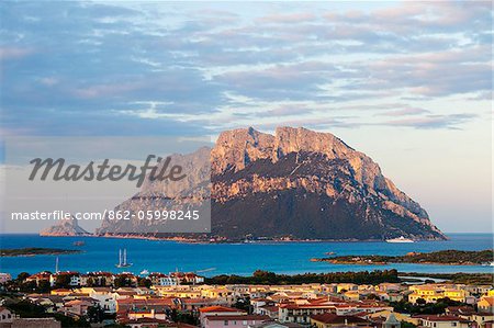 Italy, Sardinia, Olbia-Tempo, Porto San Paolo. The view of Isola Tavolara from Porto San Paolo.