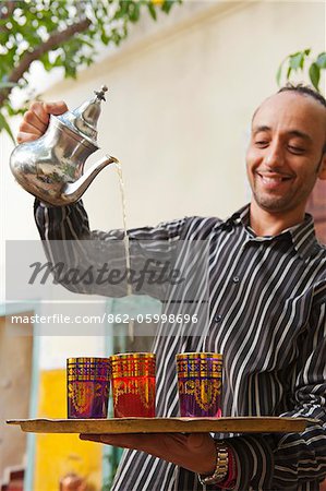 Pouring Fresh Mint Tea, Riad Magi, Marrakech