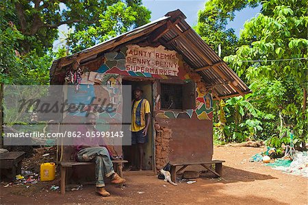 Africa, Sierra Leone, Freetown Peninsula, Banana Islands, Ricketts. Aunty Remi's Penny-Penny Supermarket.