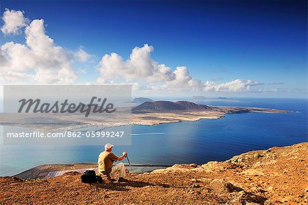 Île de Graciosa, vue depuis le Mirador del Rio. Lanzarote, îles Canaries