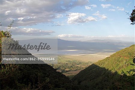 View of Ngorongoro Crater from the rim of the caldera, Tanzania.