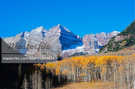 Nordamerika, USA, Vereinigte Staaten von Amerika, Colorado, Maroon Bells, der Elk-Range, Aspen Nordamerika, USA, Vereinigte Staaten von Amerika, Colorado, Maroon Bells, der Elk-Range, Aspen