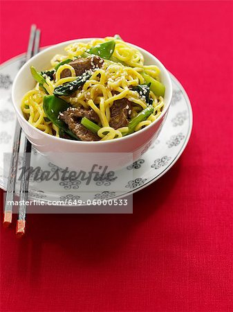 Bowl of beef and noodles