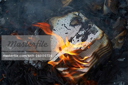 Livres brûler dans le feu