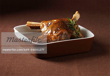 Close up of dish of lamb shanks