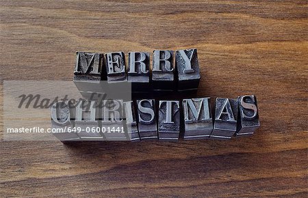 Lead type spelling "Merry Christmas" Lead type spelling "Merry Christmas"