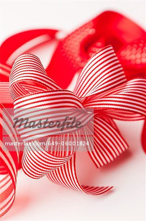 Close up of decorative red ribbons