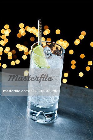 Gin and tonic in glass Gin and tonic in glass