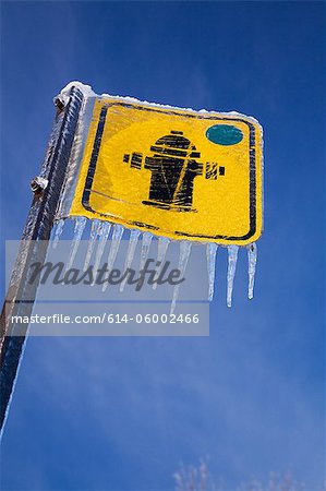 Fire hydrant sign and icicles