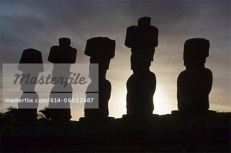 Moai statues, ahu nau nau, easter island, polynesia