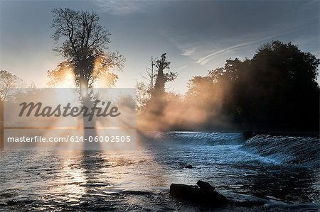 Mulkear river in fog, limerick, ireland