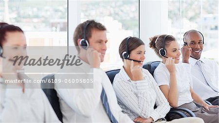 Young call center agents at work