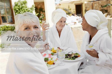 Women having lunch at spa