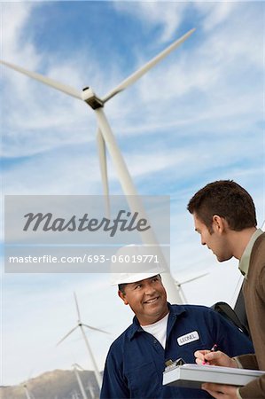 Engineers working at wind farm