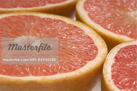 Halved grapefruits, close-up