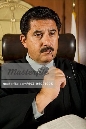 Pensive judge in court