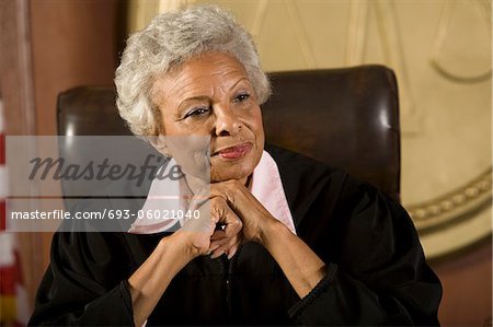 Female judge sitting in court