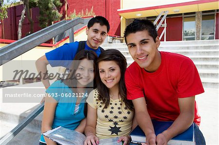 High School Students on Steps of School