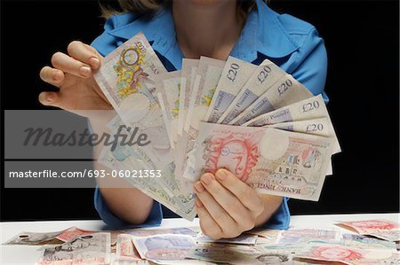 Frau Betrieb Fan von Banknoten