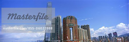 Overlooking skyscrapers at Union Square from Tsimshatsui, West Kowloon, Hong Kong