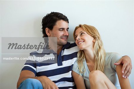 Couple looking at each other