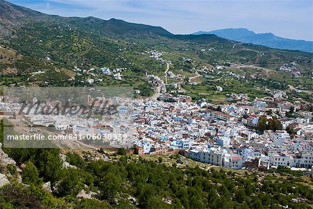 View of the city, Chefchaouen (Chaouen), Tangeri-Tetouan Region, Rif Mountains, Morocco, North Africa, Africa