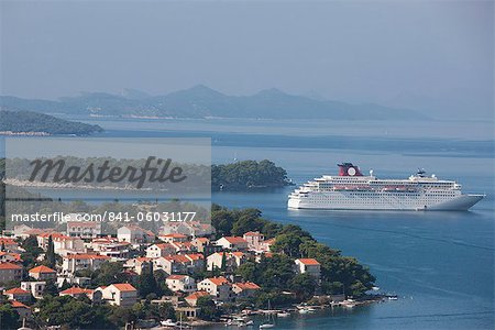 Cruise ships moored in port of Gruz, Dalmatia, Croatia, Europe