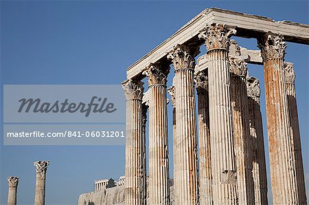 Temple of Olympian Zeus and Acropolis, Athens, Greece, Europe